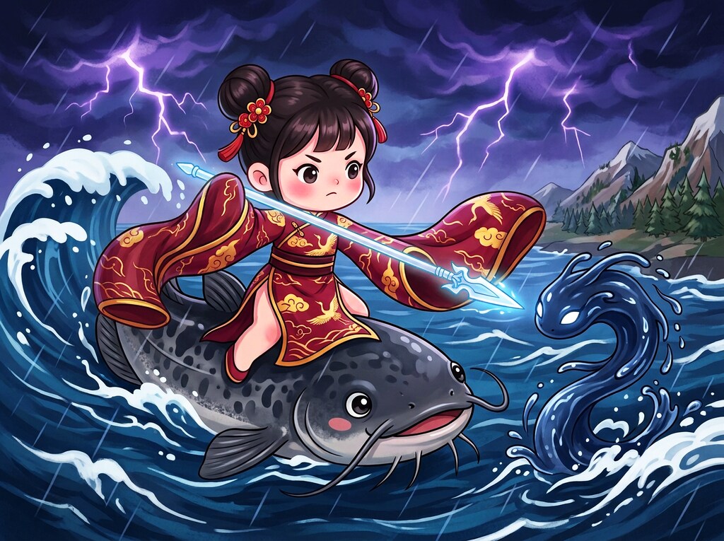 鯰に乗った仙女ちゃん