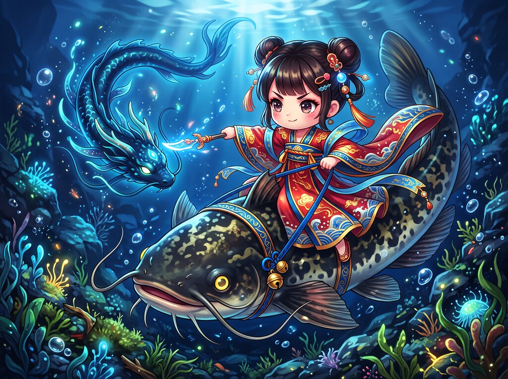 鯰に乗った仙女ちゃん