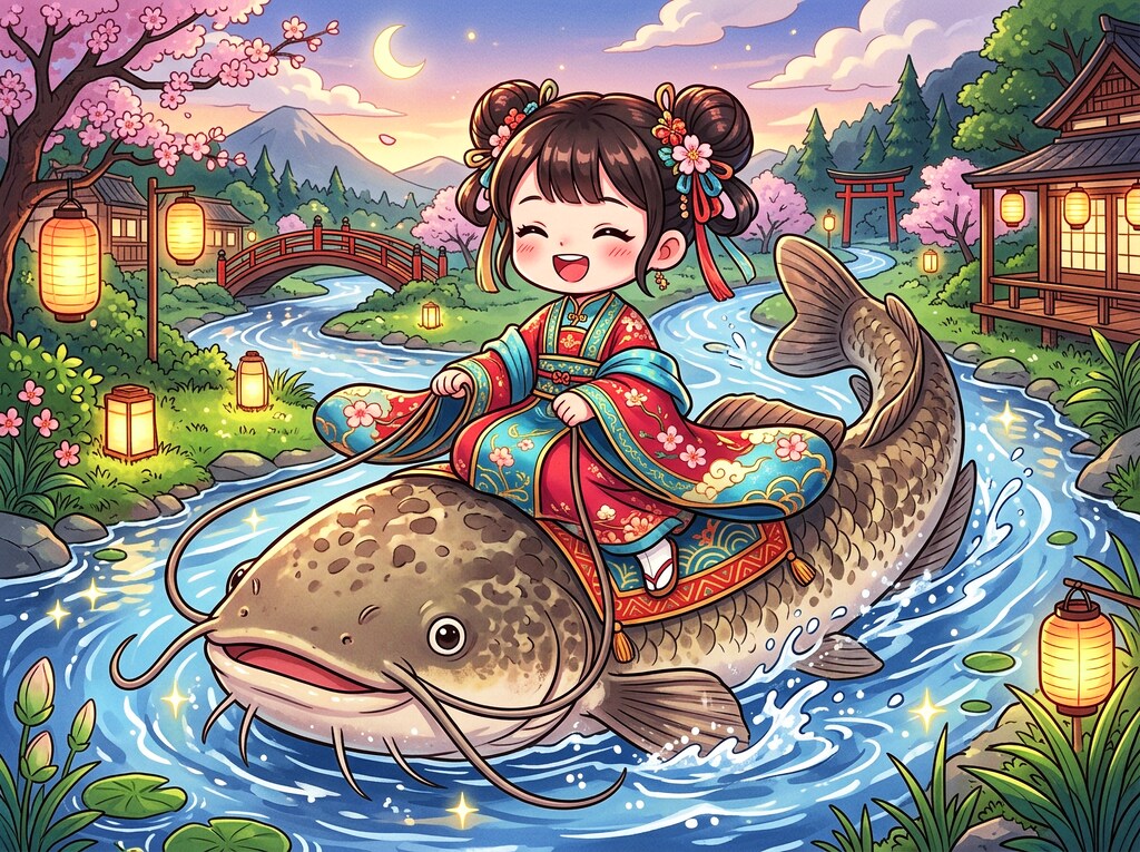 鯰に乗った仙女ちゃん