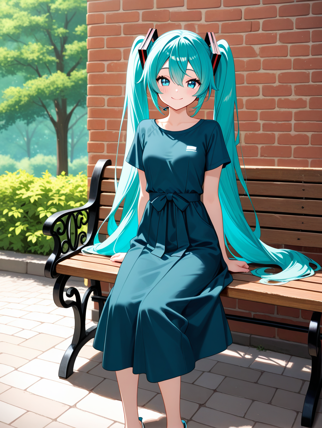 おでかけに公園で待ち合わせするミクさん remake