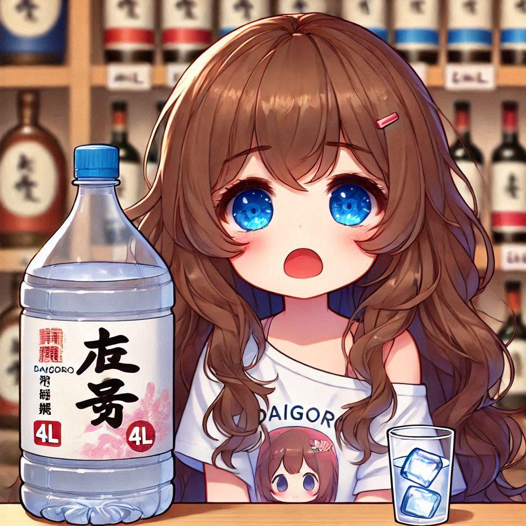 大きなペットボトルと小さな女の子