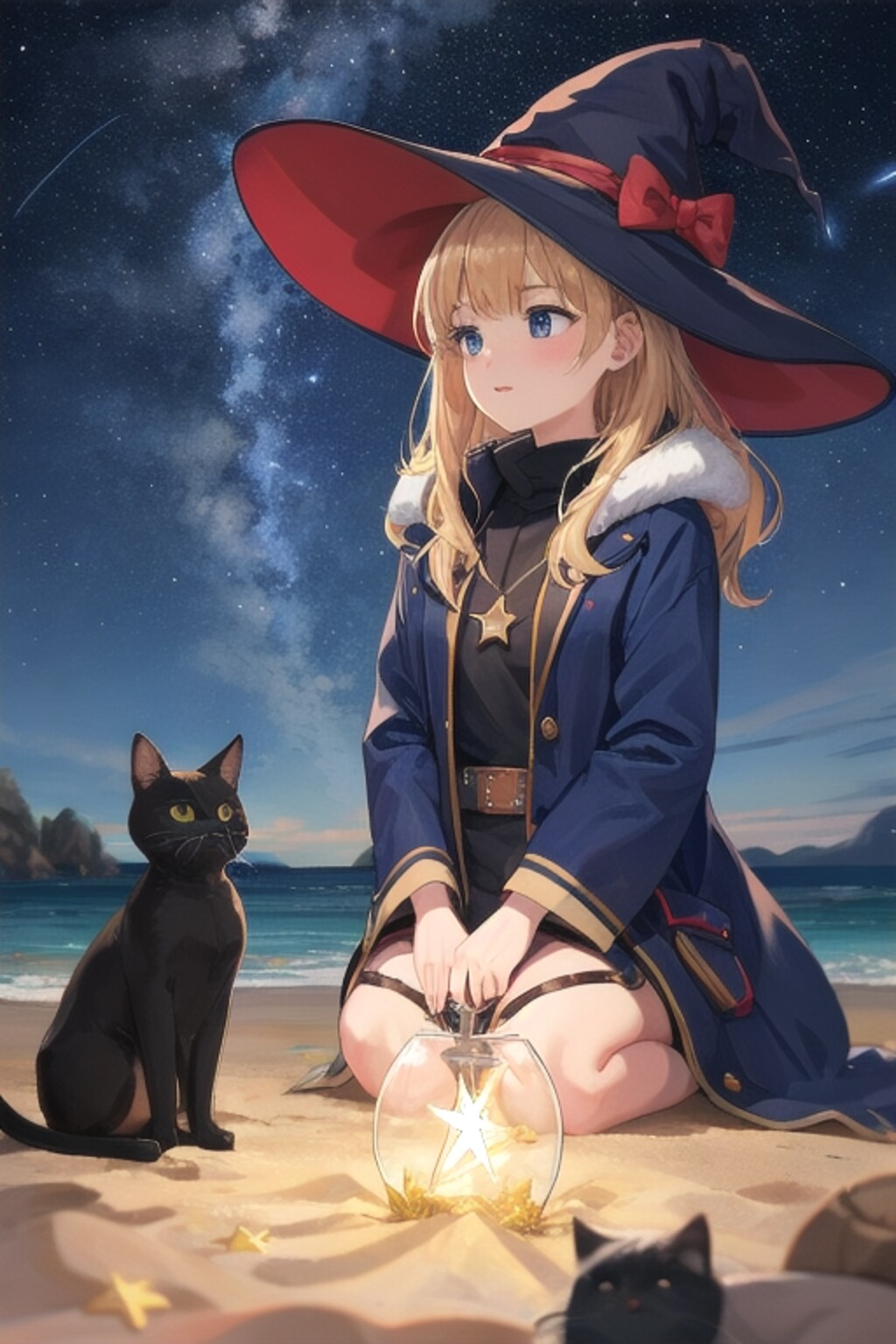 砂浜の魔女と星空