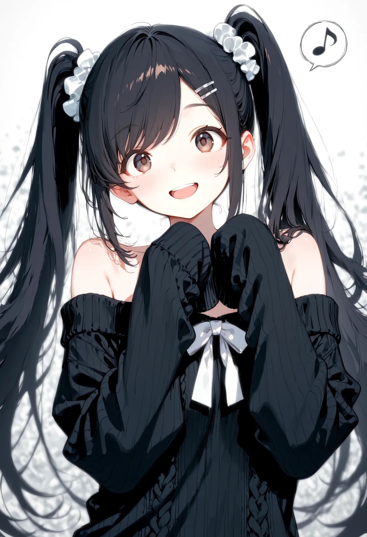 オフショルダーセータードレスのチラモちゃん | の人気AIイラスト・グラビア