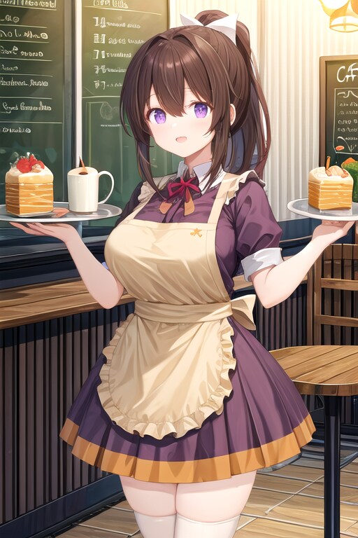 お家のお手伝いをする女の子(商店街の喫茶店) | の人気AIイラスト・グラビア