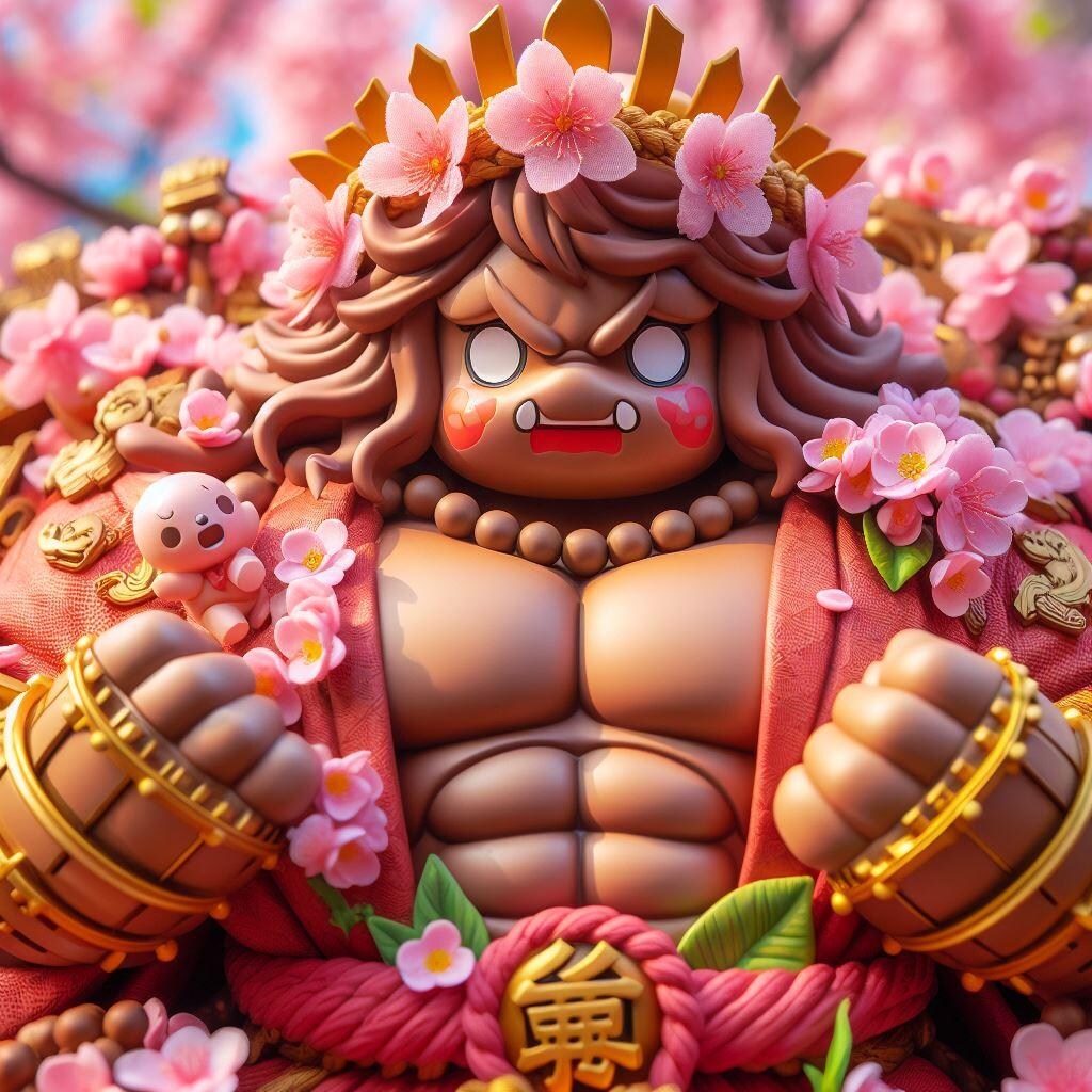 金剛力士に桜