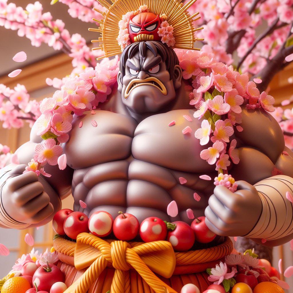 金剛力士に桜