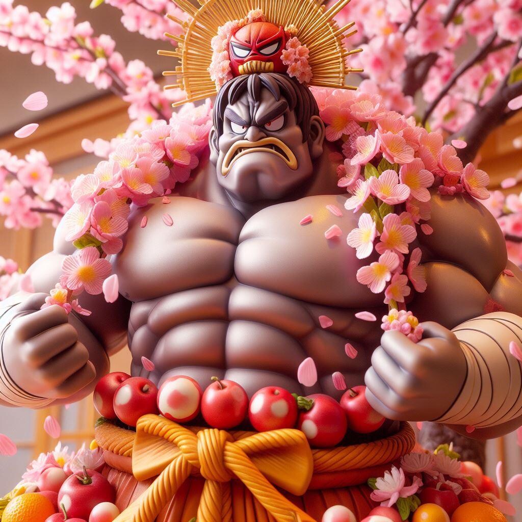 金剛力士に桜