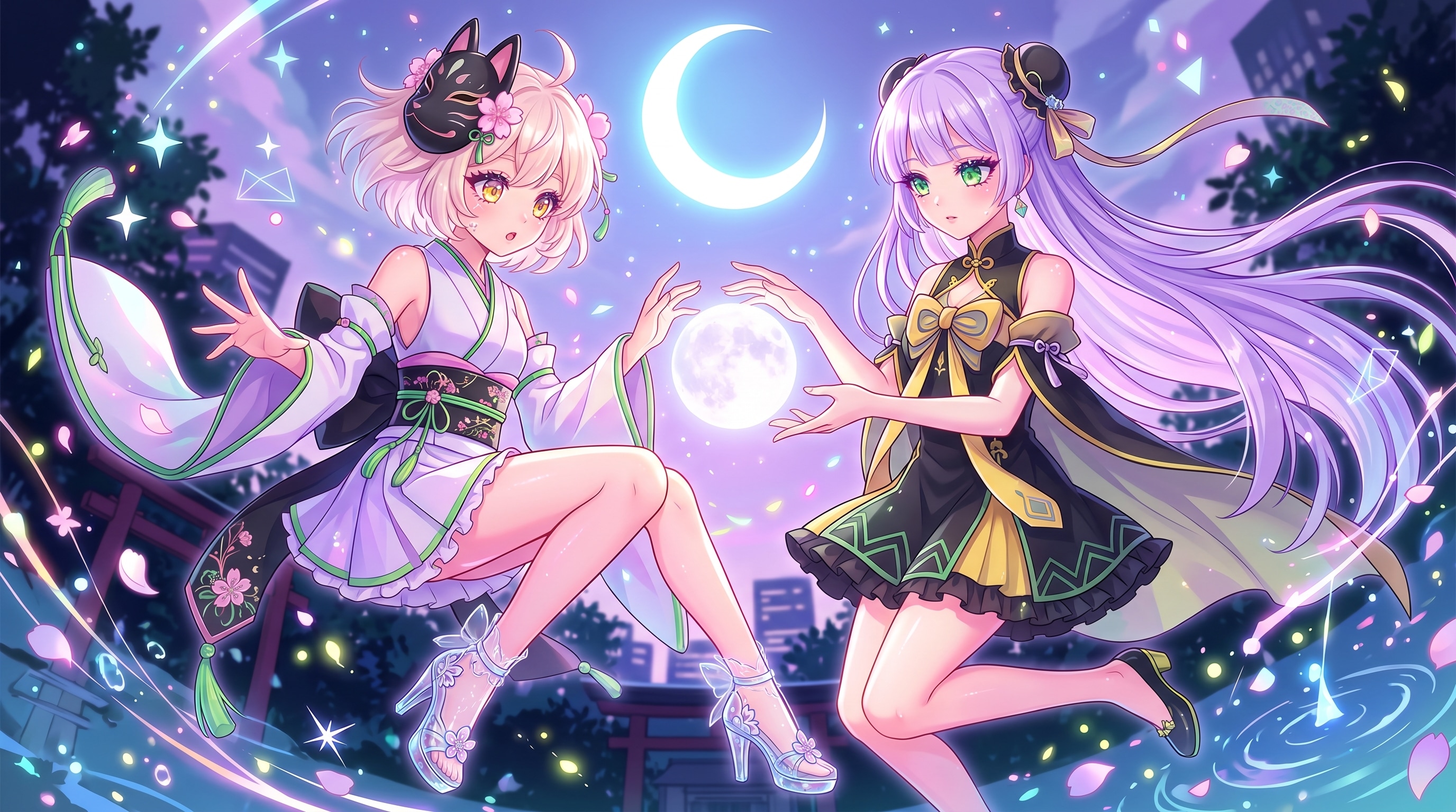 月灯りに寄り添う夢 | の人気AIイラスト・グラビア