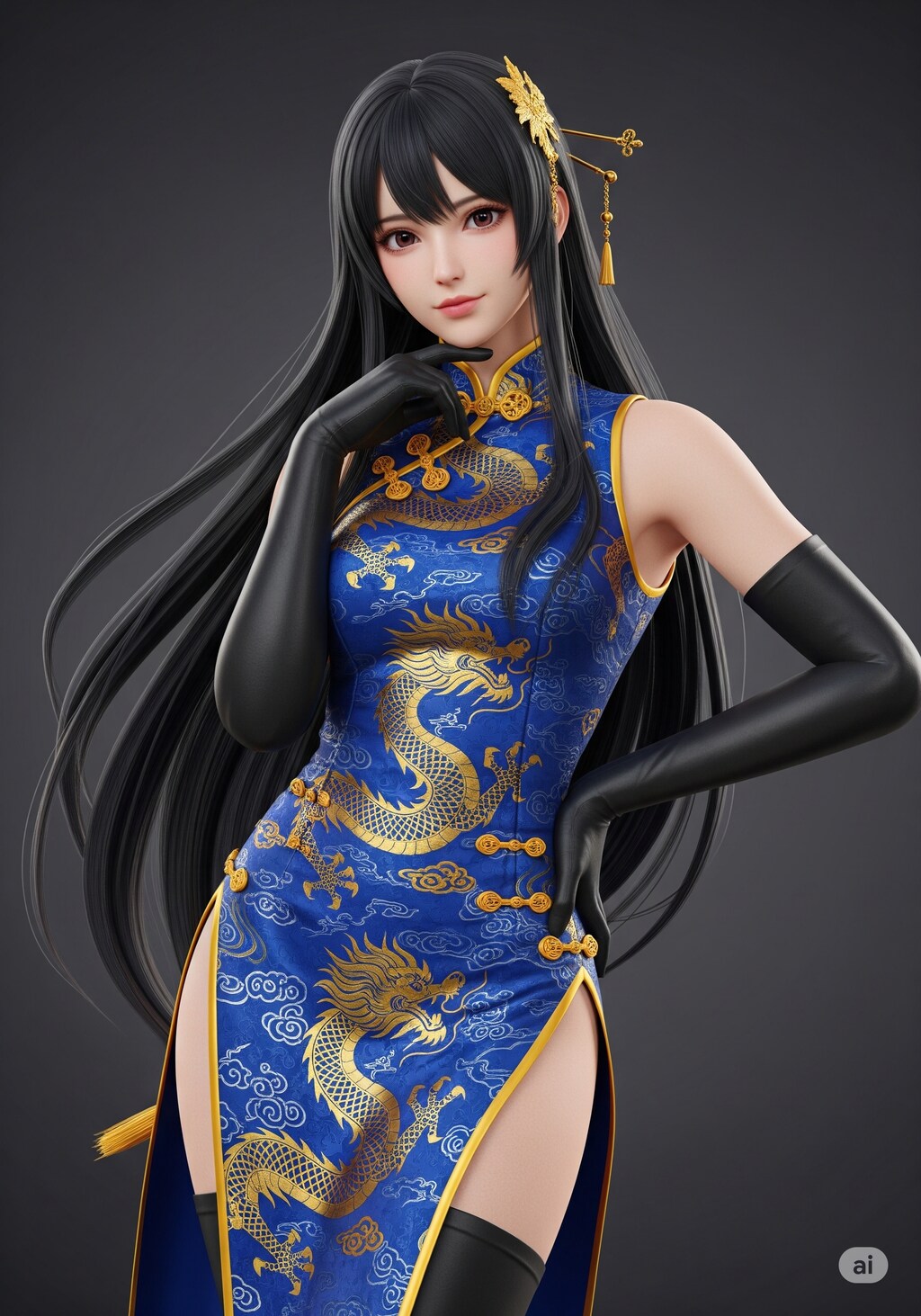 試験的画像生成　「チャイナドレスの美女」