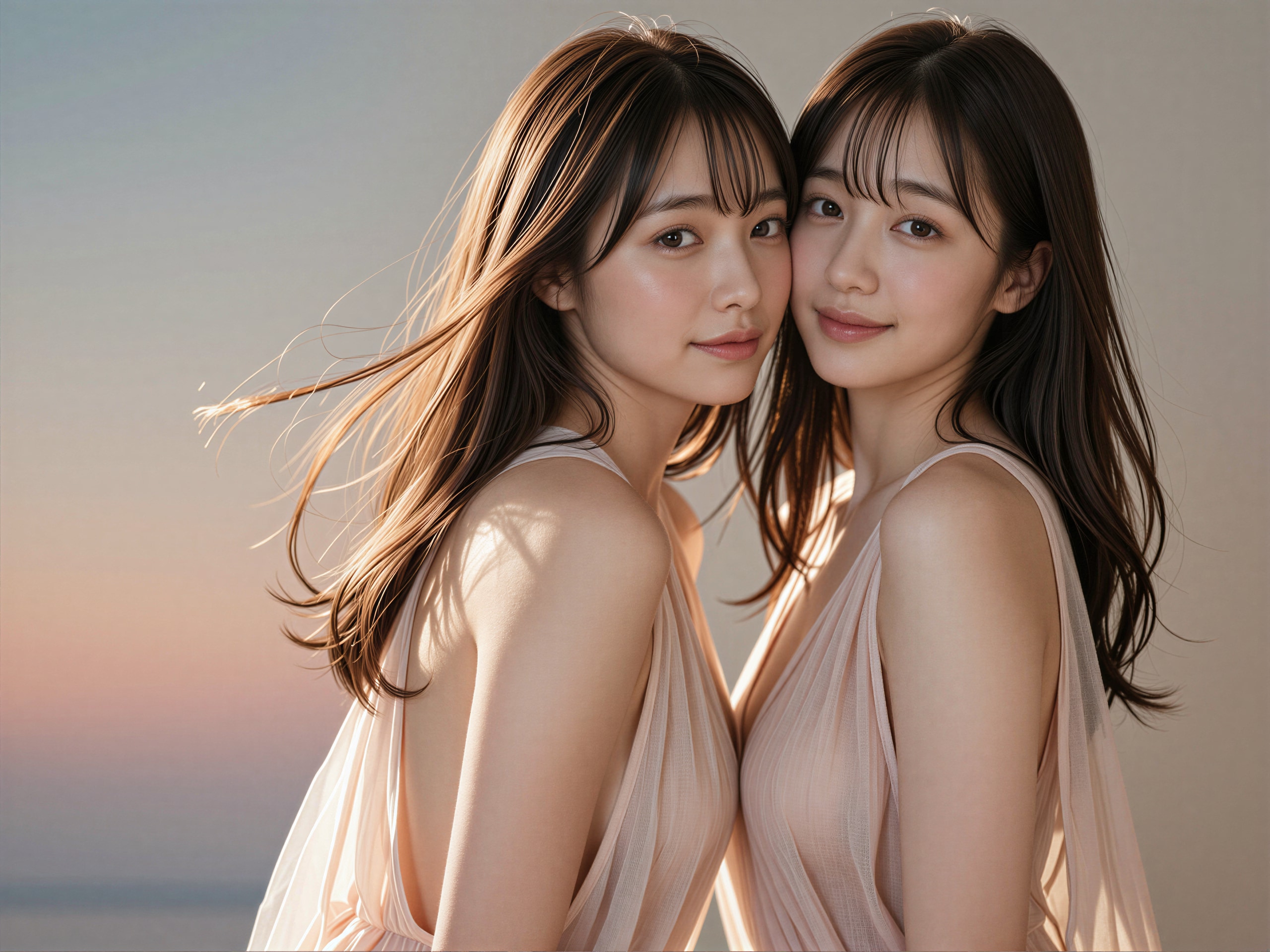 二人のドレスの女性
