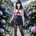 紫陽花と女子学生 9枚目