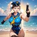 海賊追いかけるセーラーワンピース水着コスプレ警官人妻&ペン水彩猫画 5枚目