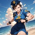 海賊追いかけるセーラーワンピース水着コスプレ警官人妻&ペン水彩猫画 6枚目