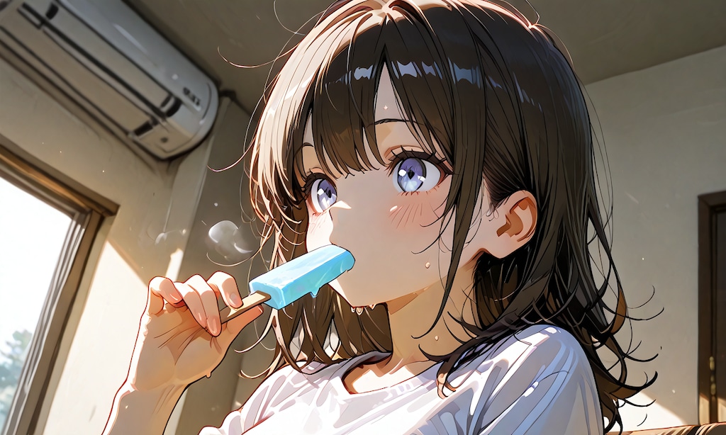 涼しい部屋のアイス