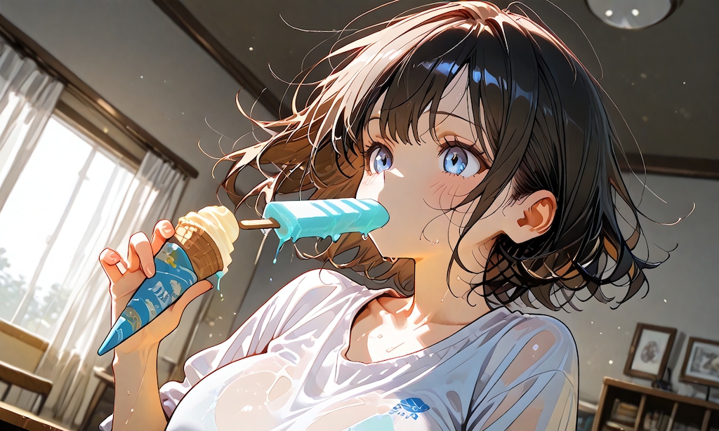 涼しい部屋のアイス