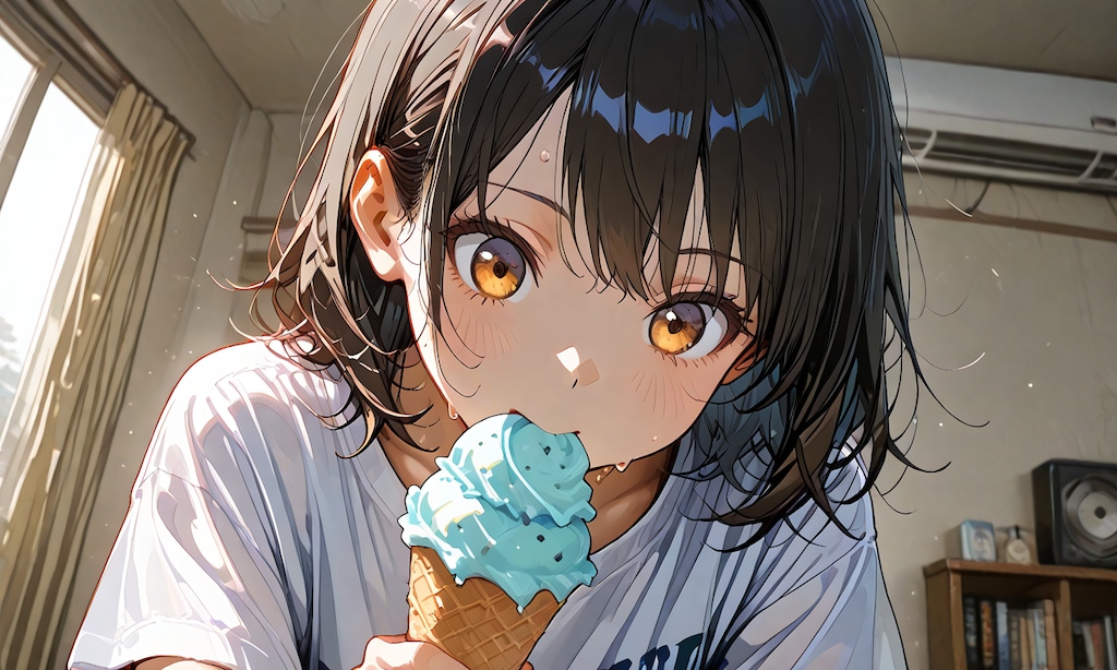 涼しい部屋のアイス