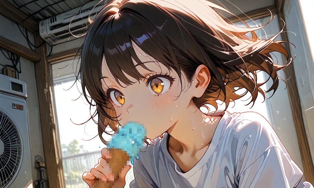 涼しい部屋のアイス