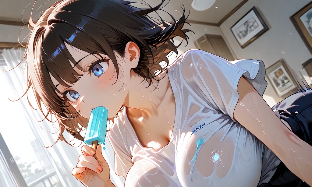 涼しい部屋のアイス
