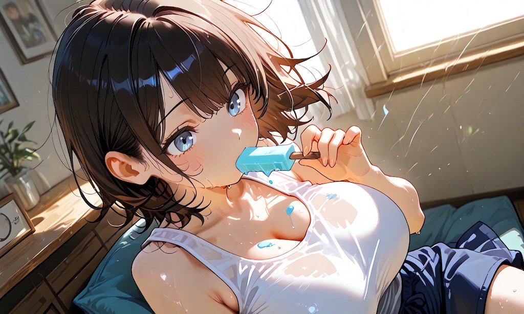 涼しい部屋のアイス