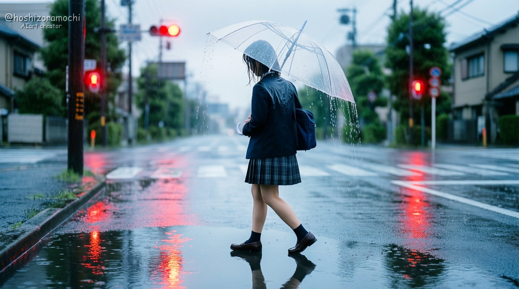 【雨音のシェルター、滲む街の色彩】