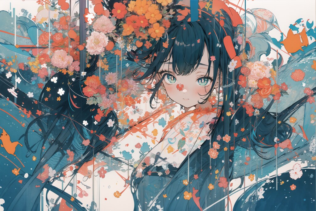 花と着物少女(abstract) : 2023.11.08