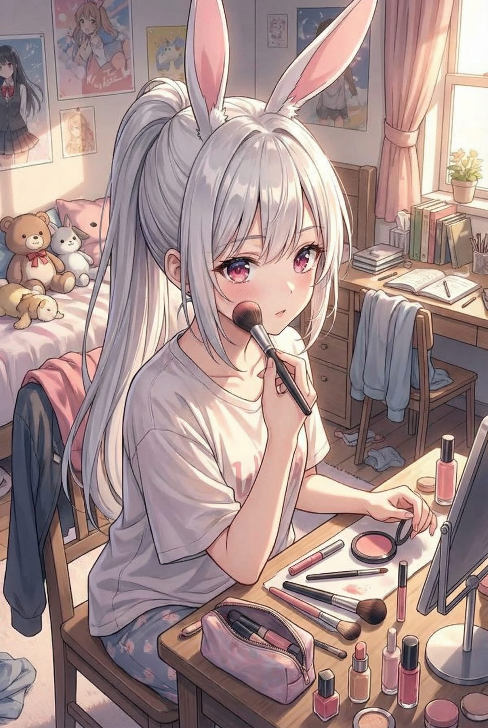 むぅ⋯お化粧してみるのです💄🐰💗✨ | の人気AIイラスト・グラビア