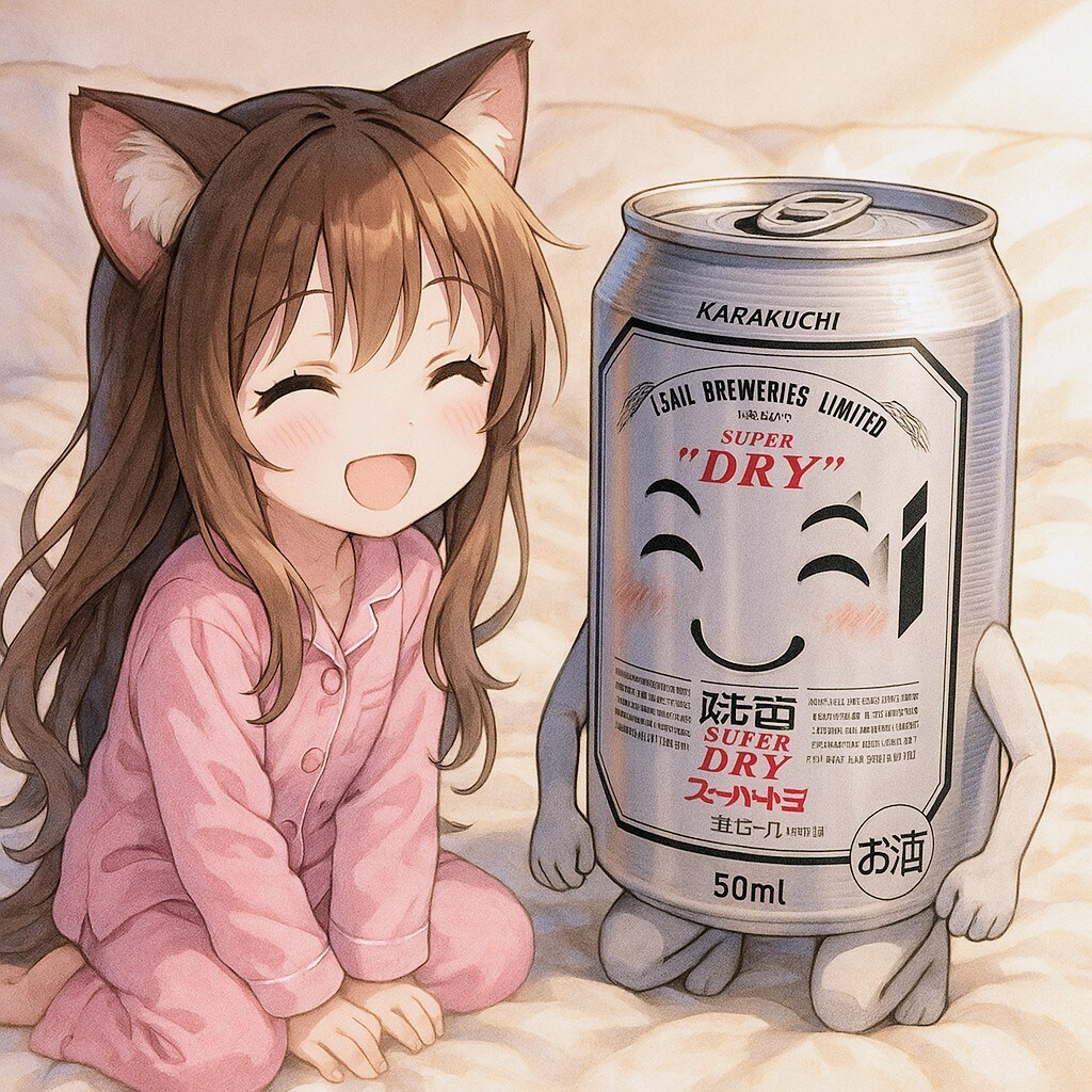 布団の上で幸せな小さな女の子