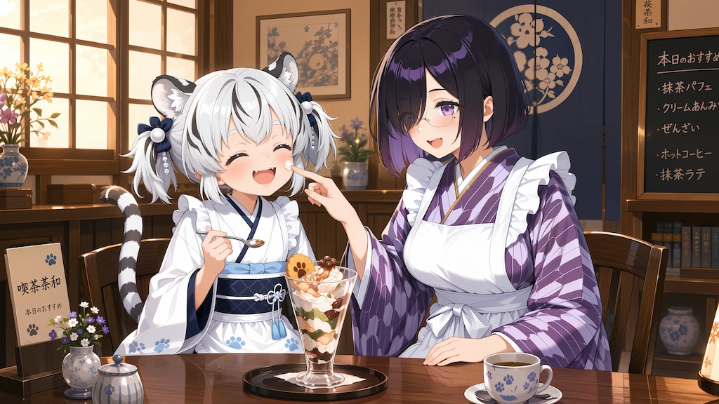 ほっぺに付いてるよ