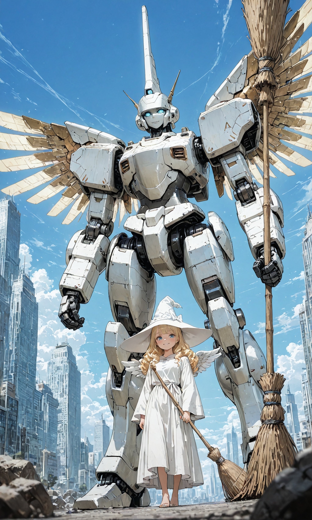 ミラちゃん、巨大ロボットとお掃除する