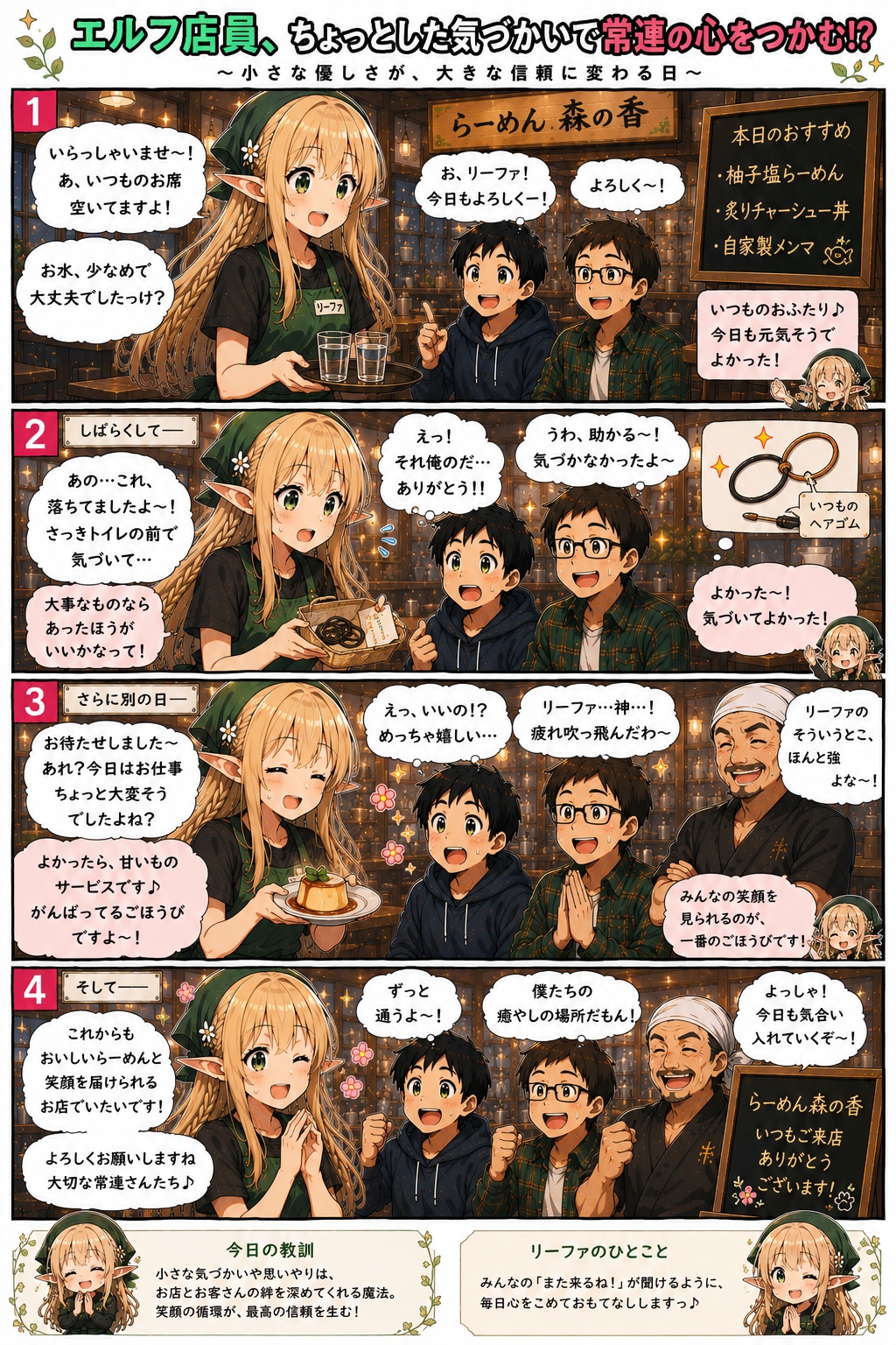 ラーメ屋で働くエルフの女の子