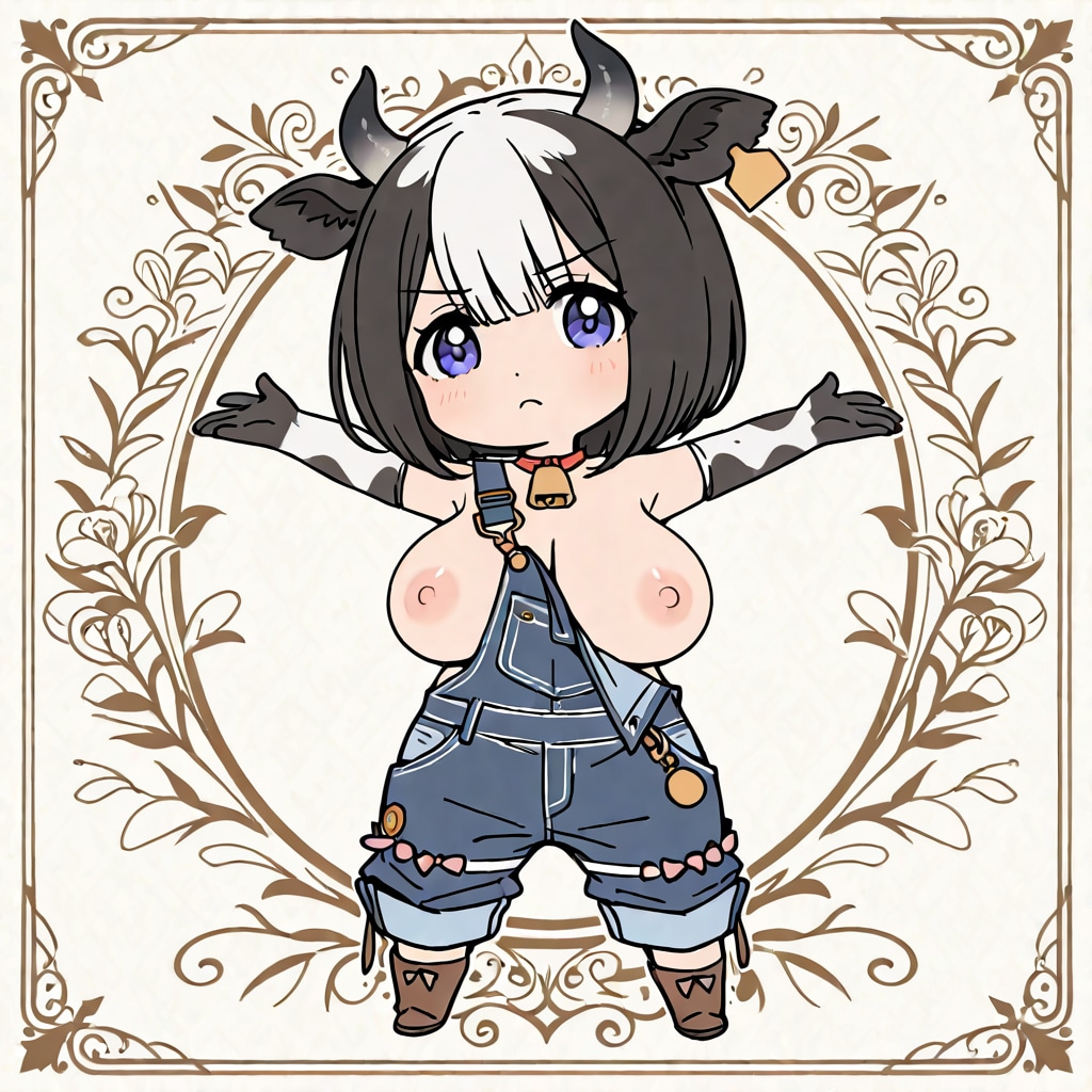 真剣な眼差しの牛ガール