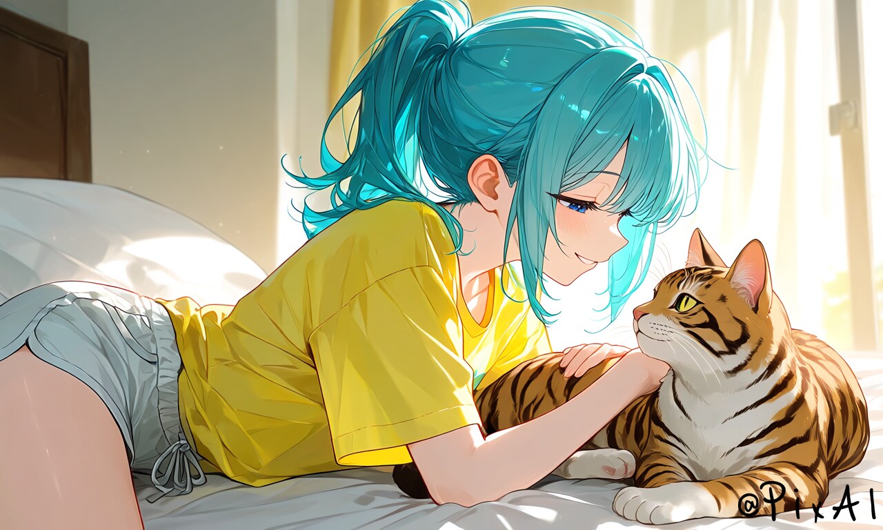 猫とお昼寝 | の人気AIイラスト・グラビア