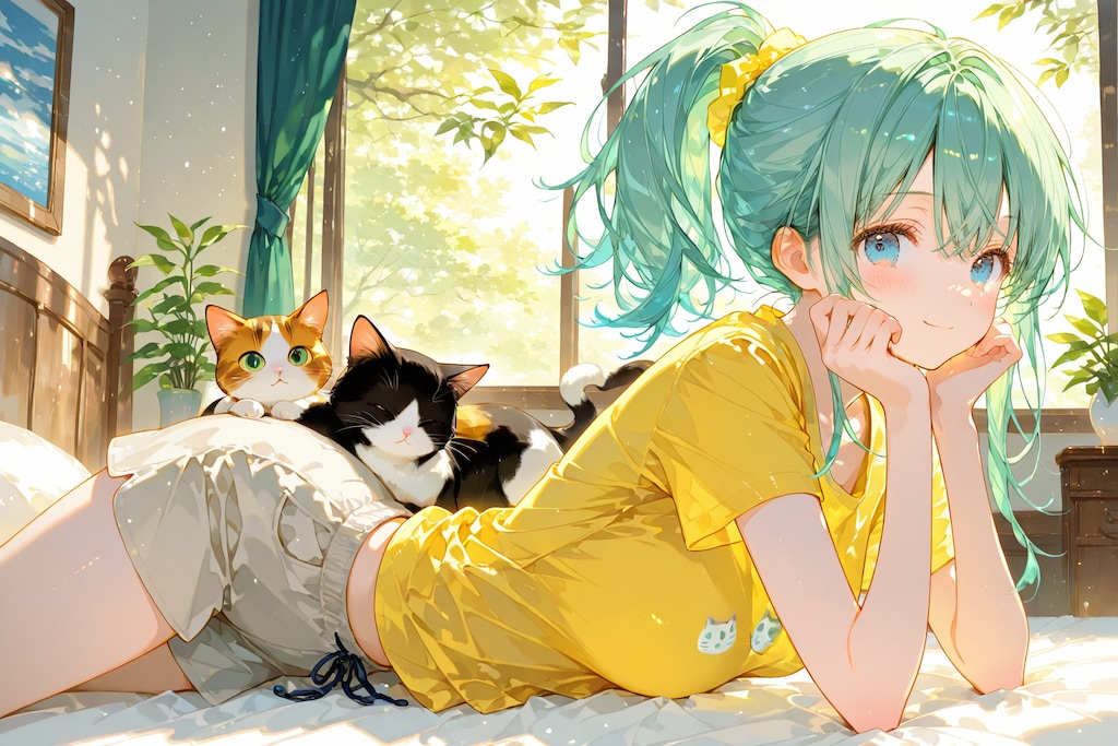 猫とお昼寝