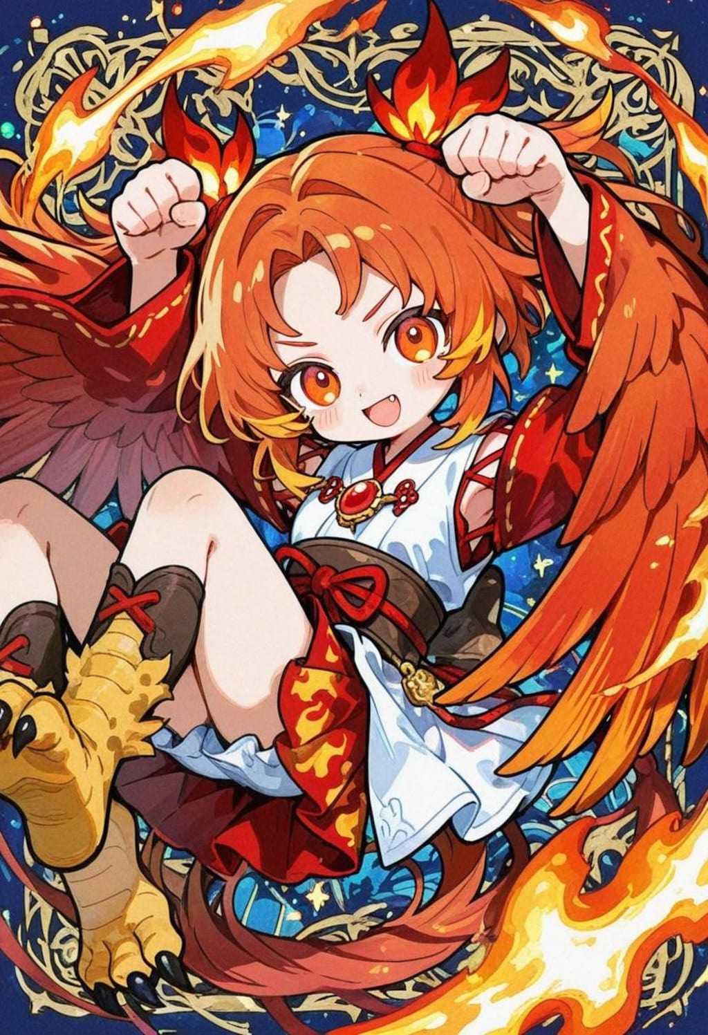 媚びたポーズをとる巫女バードちゃん