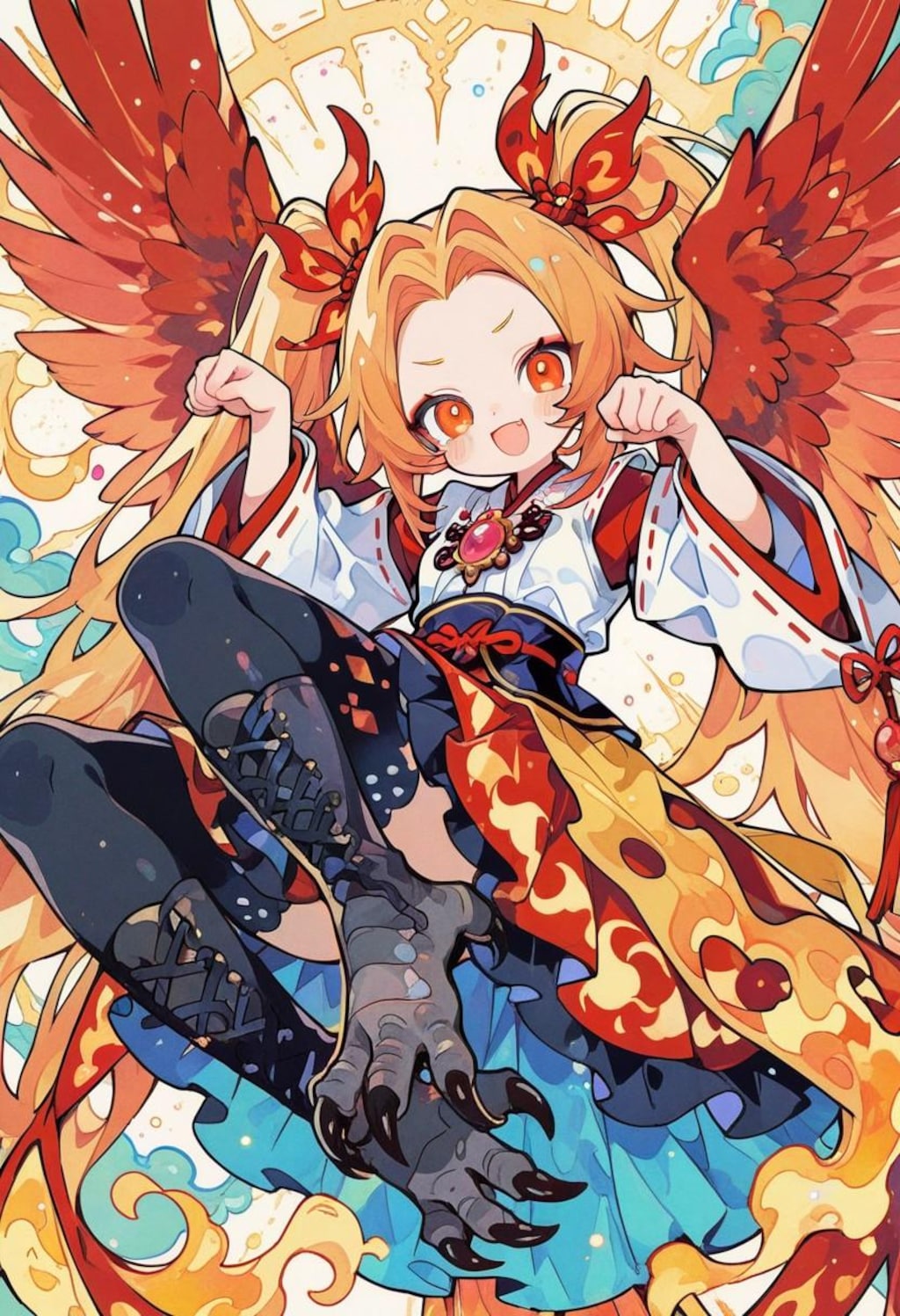媚びたポーズをとる巫女バードちゃん