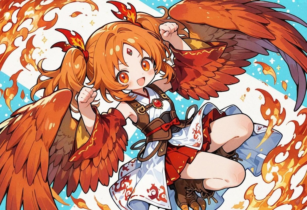 媚びたポーズをとる巫女バードちゃん