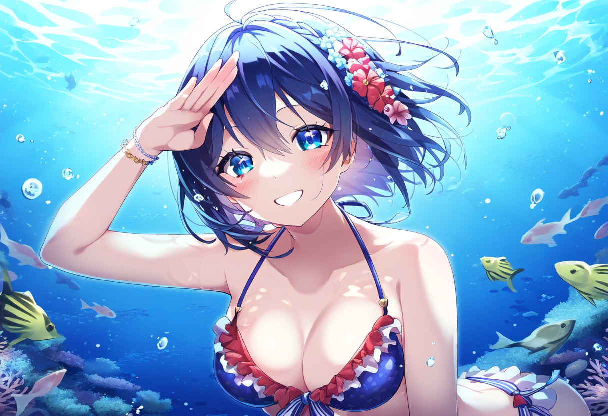 魚たちと海水浴
