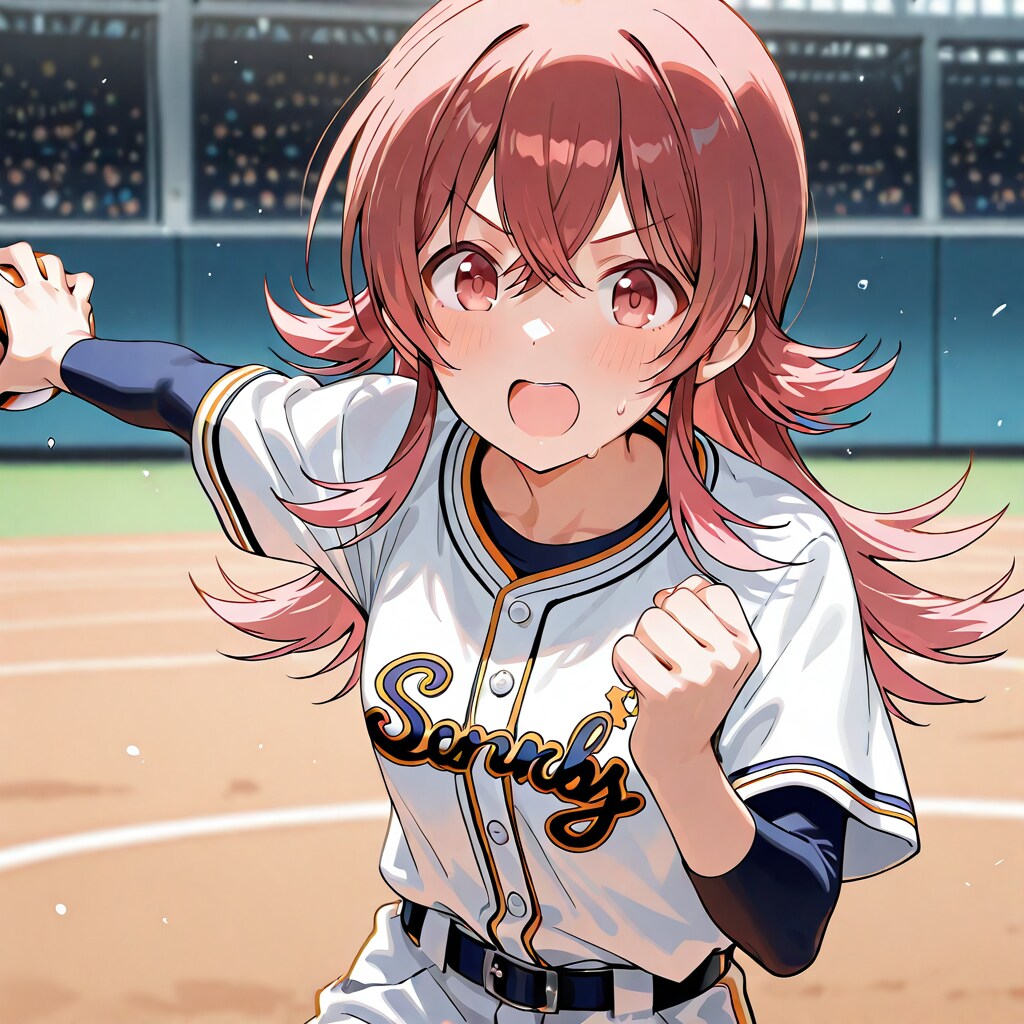 野球のユニフォームを着た小宮果穂