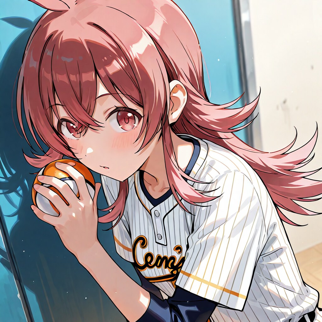 野球のユニフォームを着た小宮果穂