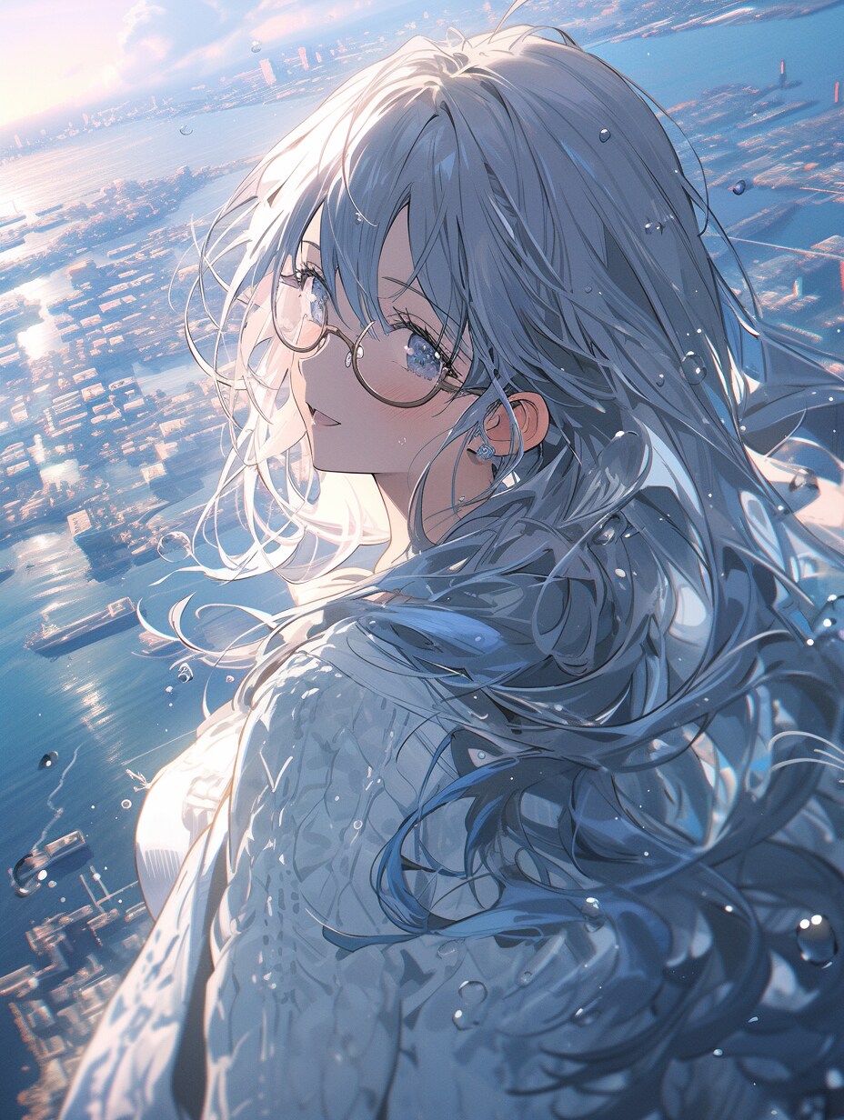 雨上がりの青空とメガネ女子