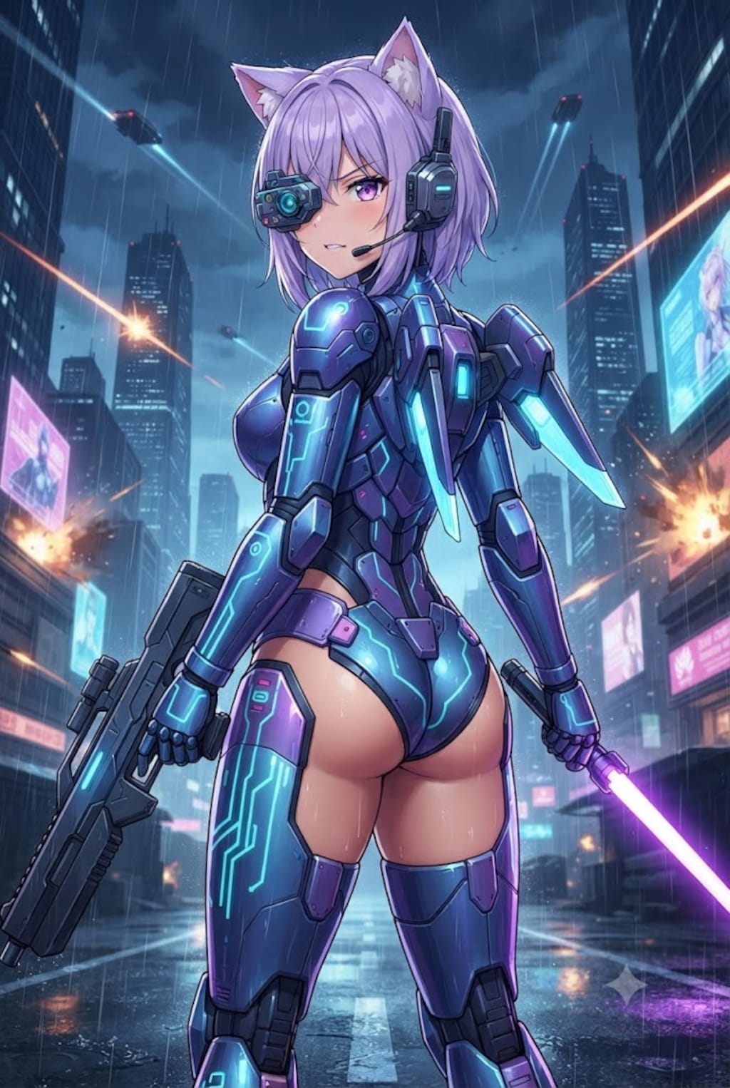 戦況を見極めてるメカ娘のシス