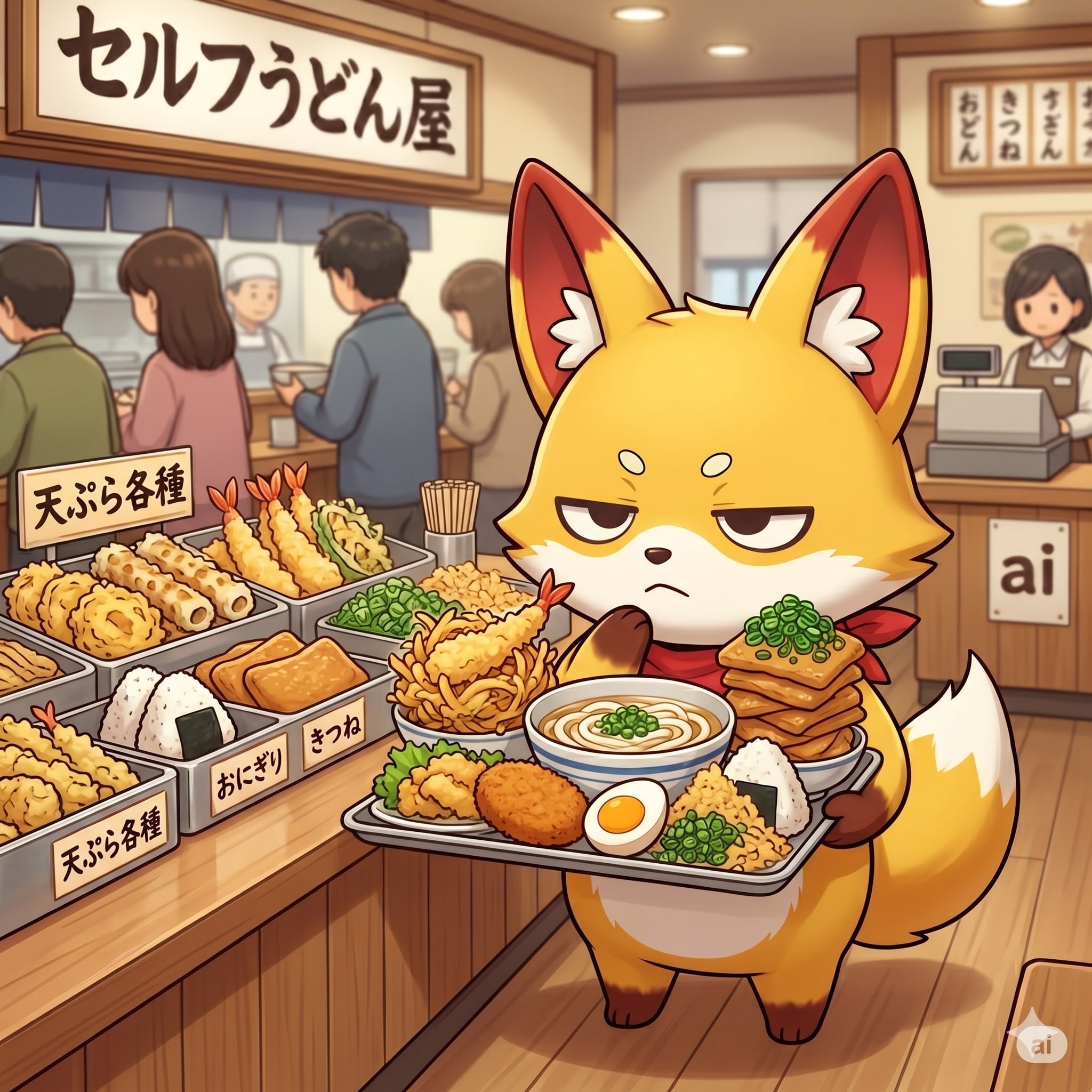 昼はセルフうどん。 | の人気AIイラスト・グラビア
