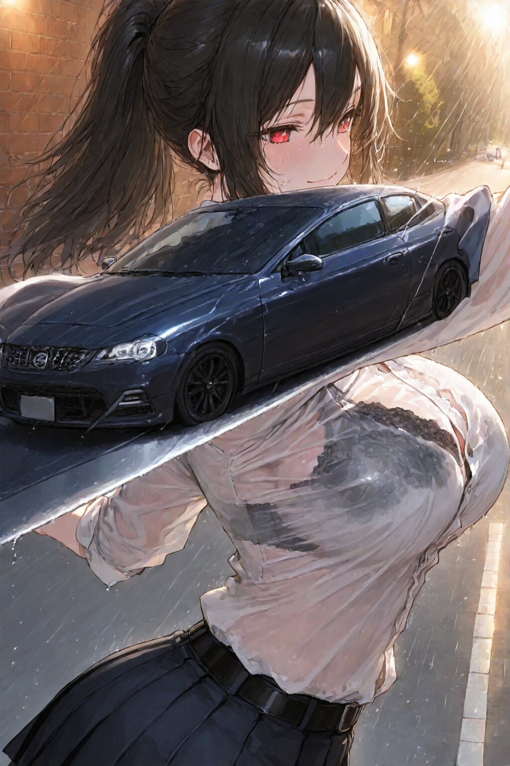 雨と車