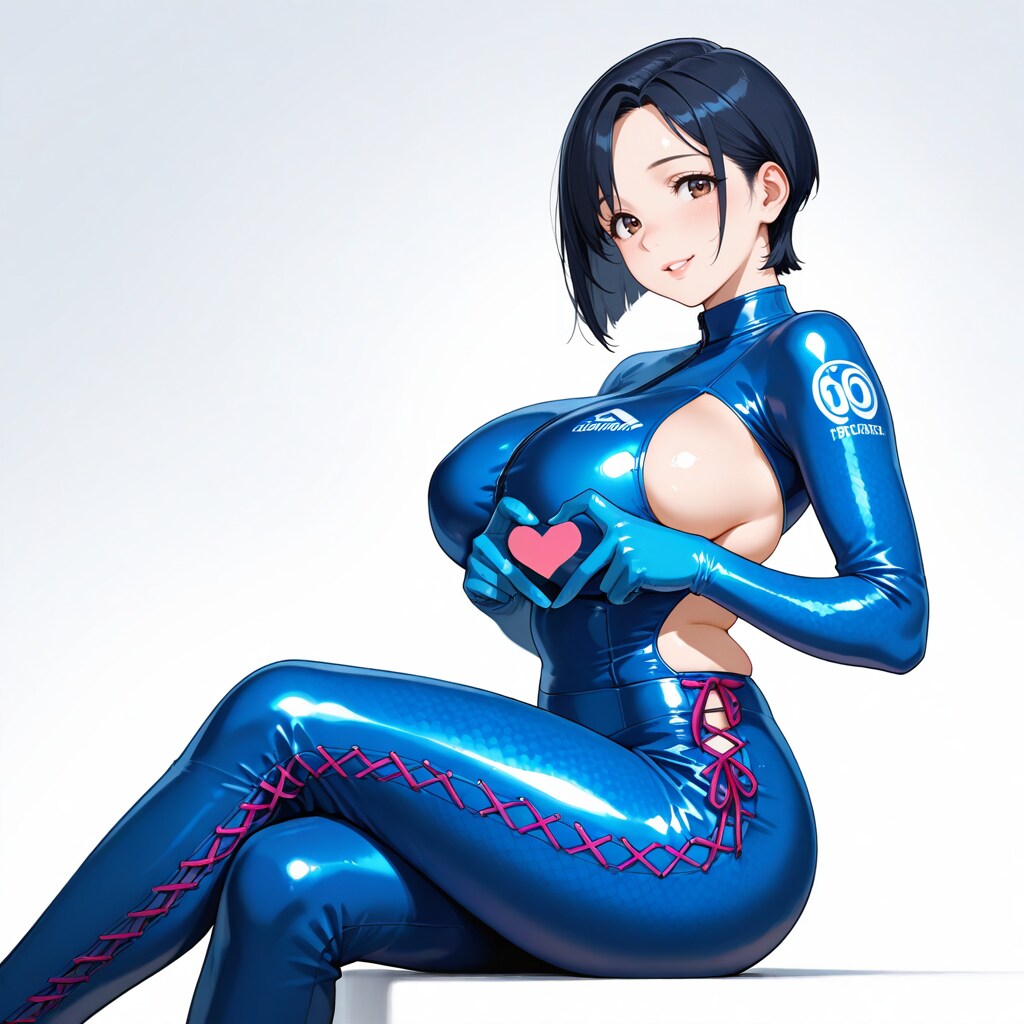 パイソン柄のサイドスリットレースアップボディスーツ