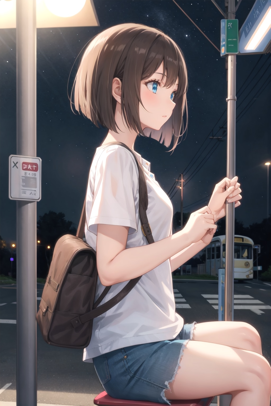 バスを待つ少女