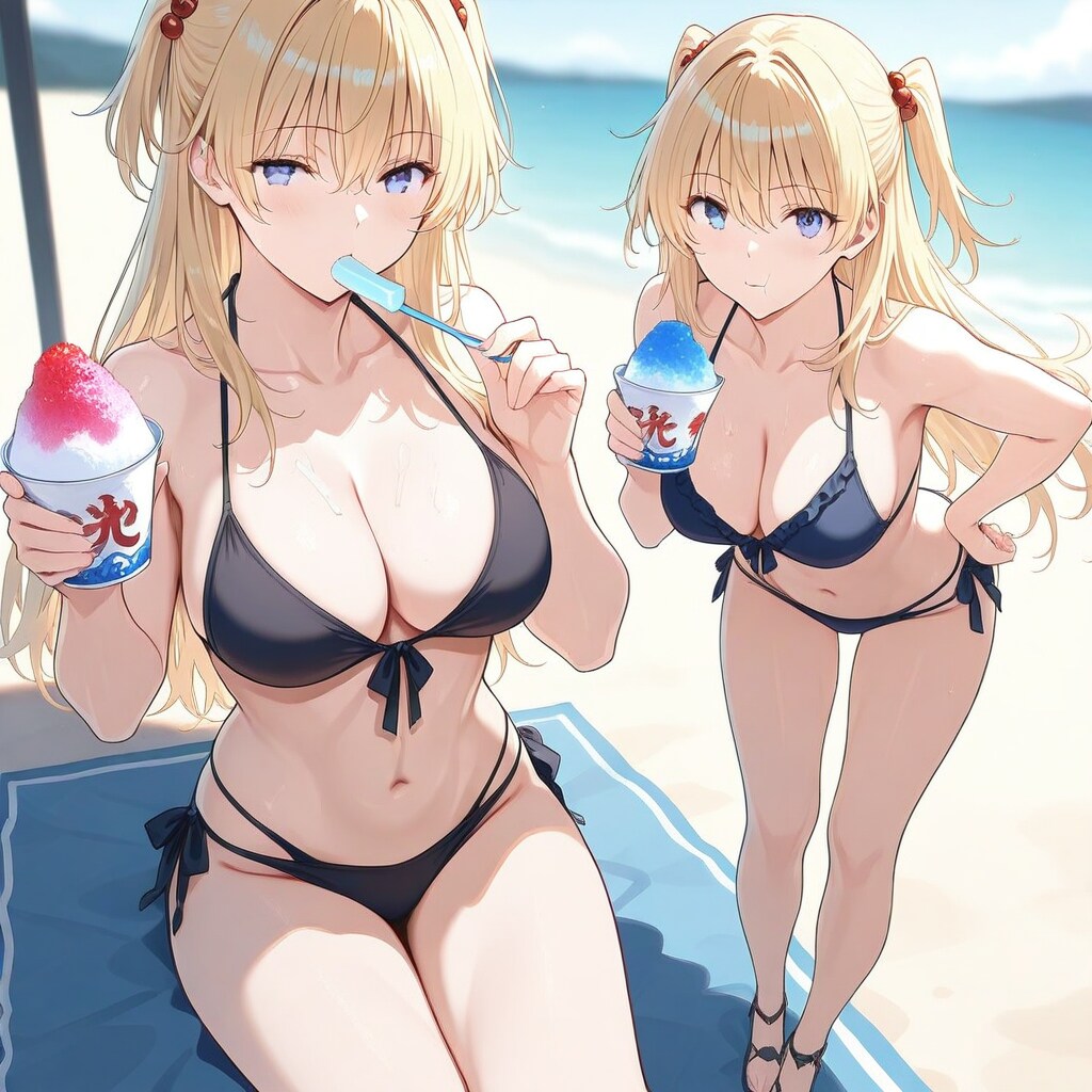 氷菓子を食べるカテジナさん。