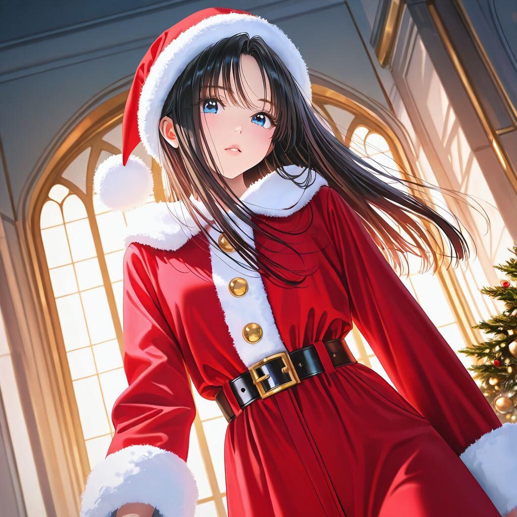 サンタ 直長黒髪幼馴染彼女