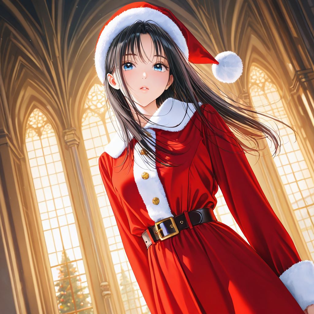 サンタ 直長黒髪幼馴染彼女 | の人気AIイラスト・グラビア