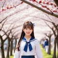 桜並木とセーラー服 8枚目