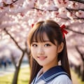 桜並木とセーラー服 4枚目